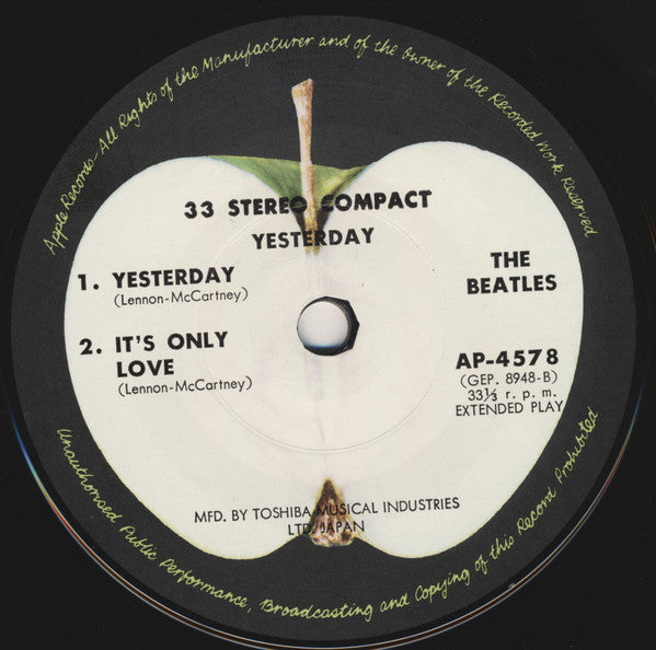 The Beatles - Yesterday (Vinyl, 7", 33 ⅓ RPM, EP, Reissue, Stereo) Very Good (VG) / Good Plus (G+)