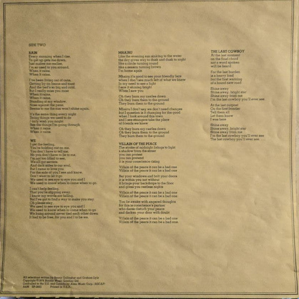Gallagher & Lyle - The Last Cowboy (Vinyl, LP, Album, Stereo) Very Good (VG) / Very Good (VG)