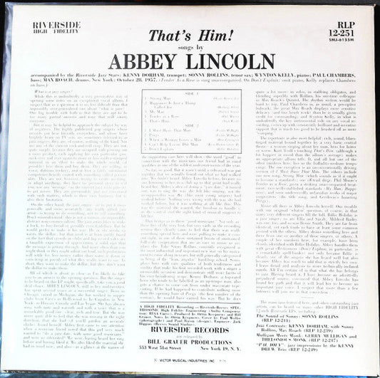Abbey Lincoln - That's Him! (Vinyl, LP, Album, Mono) Very Good (VG) / Very Good (VG)