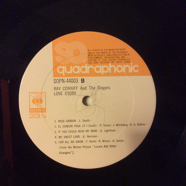 Ray Conniff And The Singers - Love Story (Vinyl, LP, Album, Quadraphonic) Very Good Plus (VG+) / Very Good Plus (VG+)