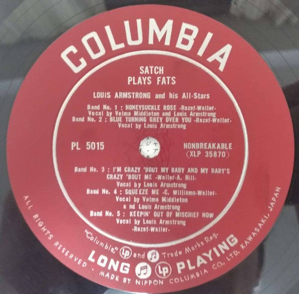 Louis Armstrong And His All-Stars - Satch Plays Fats: A Tribute To The Immortal Fats Waller By Louis Armstrong And His All-Stars (Vinyl, LP, Album, Mono) Very Good Plus (VG+) / Very Good (VG)