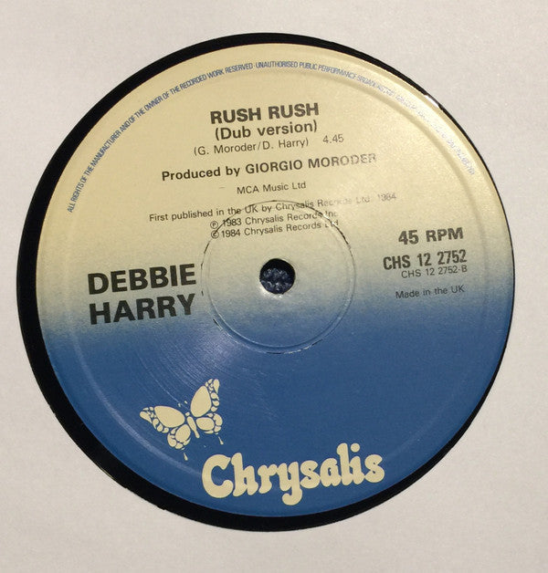 Deborah Harry - Rush Rush (Extended Version) (Vinyl, 12", 45 RPM, Single) Good Plus (G+) / Fair (F)