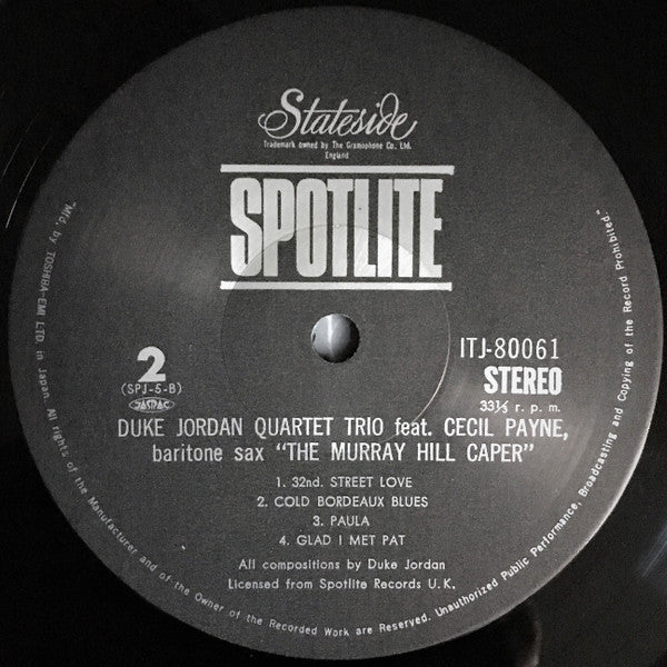 Duke Jordan Trio - The Murray Hill Caper (Vinyl, LP, Album) Near Mint (NM or M-) / Very Good Plus (VG+)