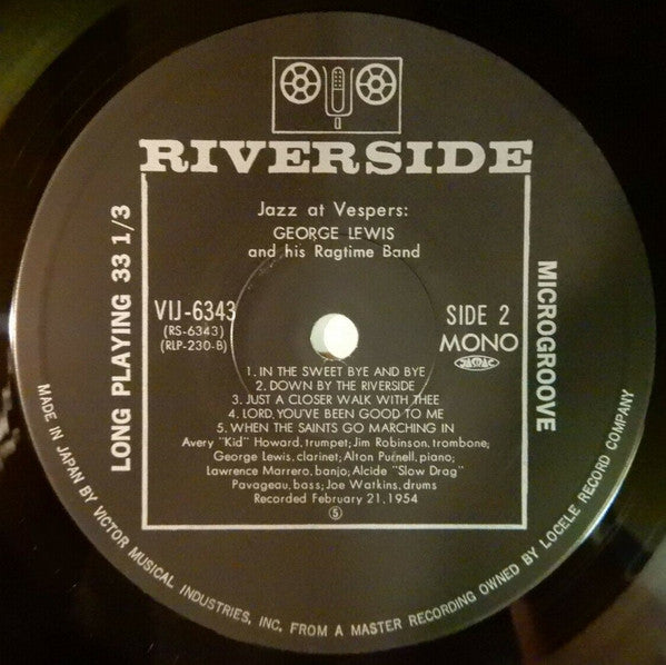 George Lewis' Ragtime Band - Jazz At Vespers (Vinyl, LP, Album, Reissue, Mono) Very Good Plus (VG+) / Very Good Plus (VG+)