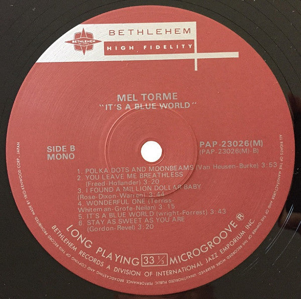 Mel Tormé - It's A Blue World (Vinyl, LP, Album, Reissue, Mono) Very Good Plus (VG+) / Very Good Plus (VG+)
