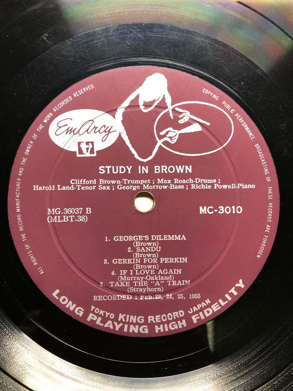 Clifford Brown And Max Roach - Study In Brown　スタディ・イン・ブラウン (Vinyl, LP, Album, Mono) Very Good (VG) / Very Good (VG)