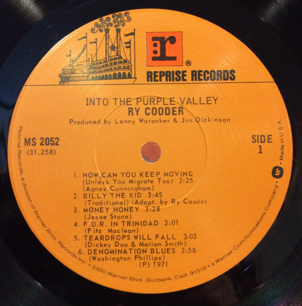 Ry Cooder - Into The Purple Valley (Vinyl, LP, Album, Reissue) Very Good (VG) / Very Good Plus (VG+)