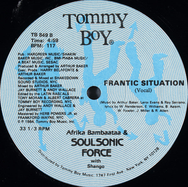 Afrika Bambaataa & Soulsonic Force - Frantic Situation (Vinyl, 12", 33 ⅓ RPM) Very Good Plus (VG+) / Very Good (VG)