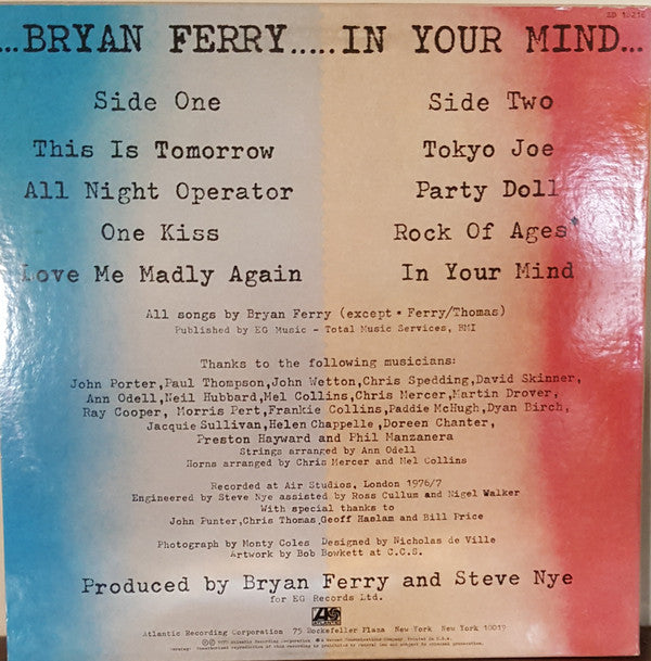 Bryan Ferry - In Your Mind (Vinyl, LP, Album) Very Good (VG) / Very Good (VG)