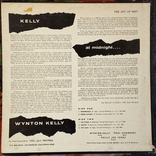 Wynton Kelly - Kelly At Midnight (Vinyl, LP, Album, Reissue) Very Good (VG) / Very Good (VG)
