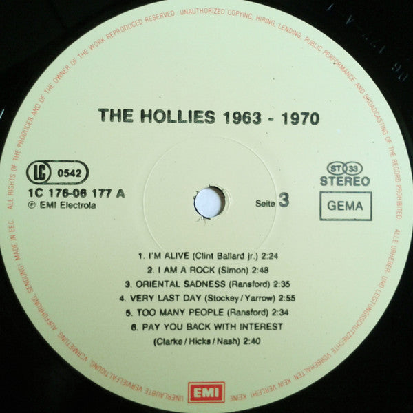 The Hollies - 1963-1970 (2xVinyl, LP, Compilation) Very Good Plus (VG+) / Very Good Plus (VG+)