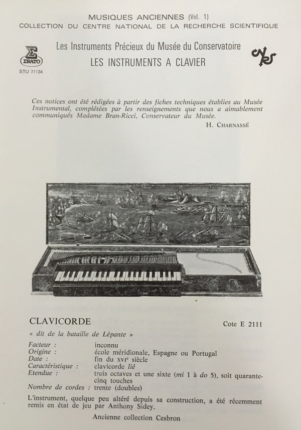 Antonio de Cabezón - Les Instruments Précieux Du Musée Du Conservatoire - Vol.1 - Les Instruments A Clavier (Vinyl, LP, Album) Very Good Plus (VG+) / Very Good Plus (VG+)