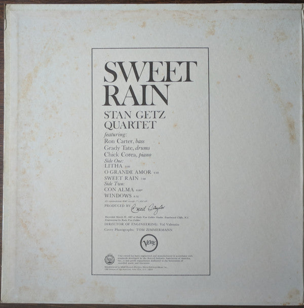 Stan Getz - Sweet Rain (Vinyl, LP, Album, Stereo) Good Plus (G+) / Very Good (VG)