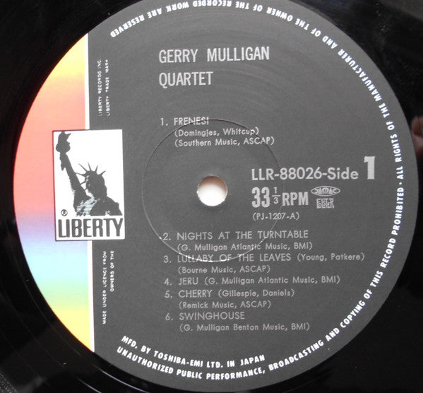 Gerry Mulligan Quartet - Pacific Jazz (Vinyl, LP, Album) Very Good Plus (VG+) / Good Plus (G+)