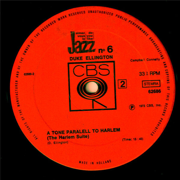 Duke Ellington - Liberian Suite - A Tone Parallel To Harlem (The Harlem Suite) (Vinyl, LP, Album, Reissue, Mono) Very Good Plus (VG+) / Very Good (VG)