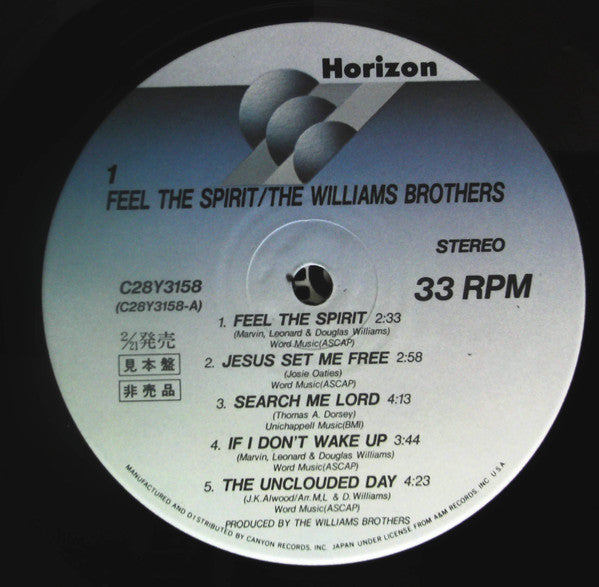 The Williams Brothers (2) - Feel The Spirit (Vinyl, LP, Album, Promo, Reissue) Very Good Plus (VG+) / Very Good (VG)