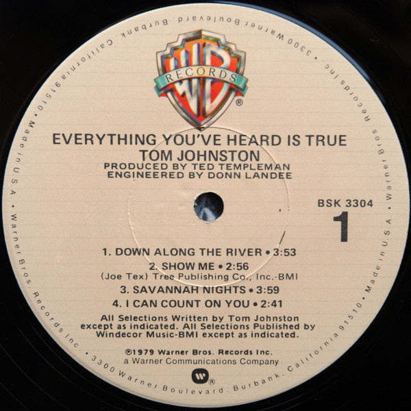 Tom Johnston - Everything You've Heard Is True (Vinyl, LP, Album, Stereo) Very Good (VG) / Very Good (VG)