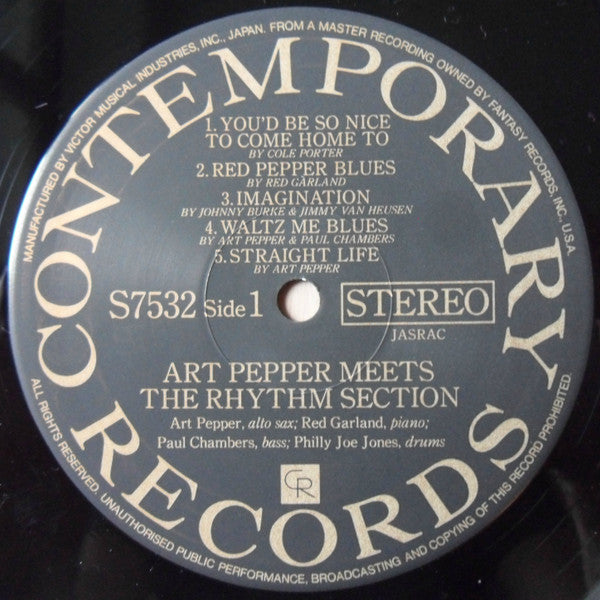 Art Pepper - Art Pepper Meets The Rhythm Section (Vinyl, LP, Album, Reissue, Stereo) Very Good Plus (VG+) / Very Good Plus (VG+)