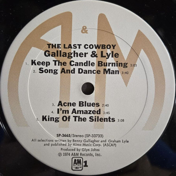 Gallagher & Lyle - The Last Cowboy (Vinyl, LP, Album, Stereo) Very Good (VG) / Very Good (VG)