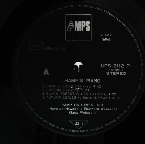 Hampton Hawes - Hamp's Piano (Vinyl, LP, Album, Reissue) Very Good Plus (VG+) / Very Good (VG)