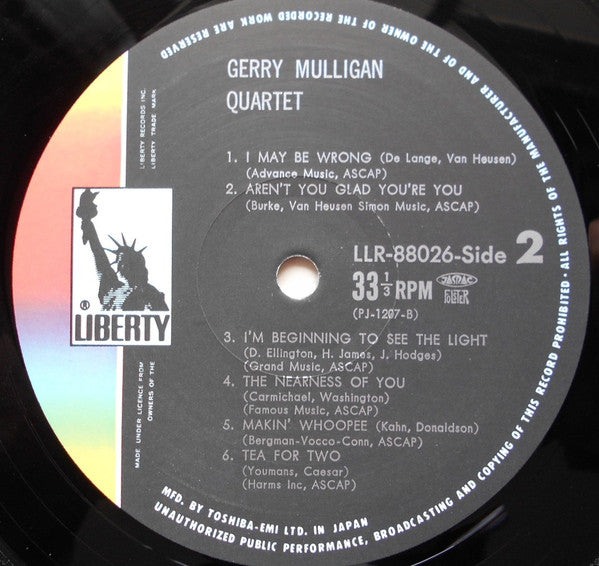 Gerry Mulligan Quartet - Pacific Jazz (Vinyl, LP, Album) Very Good Plus (VG+) / Good Plus (G+)