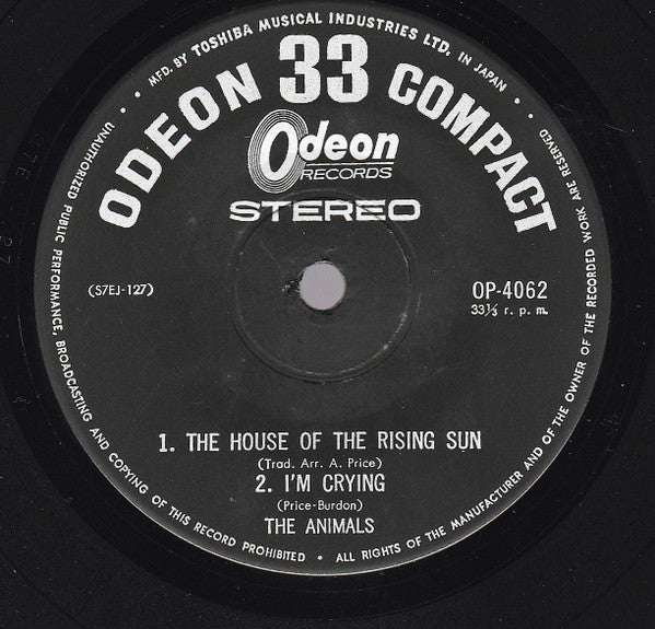 The Animals - The House Of The Rising Sun = 朝日のあたる家 (Vinyl, 7", 33 ⅓ RPM, Stereo) Very Good (VG) / Good Plus (G+)