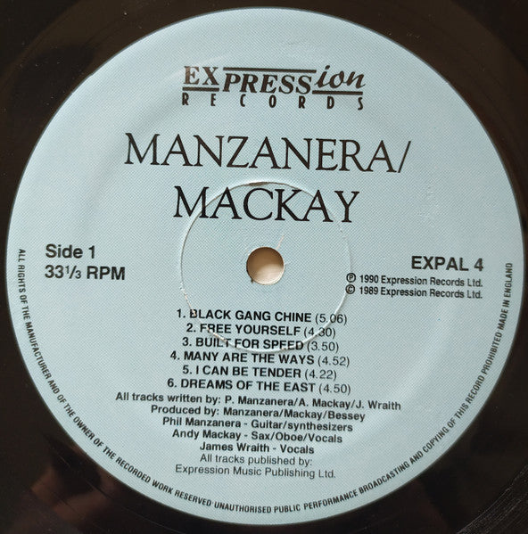 Manzanera & Mackay - Manzanera - Mackay (Vinyl, LP, Album) Very Good Plus (VG+) / Very Good Plus (VG+)