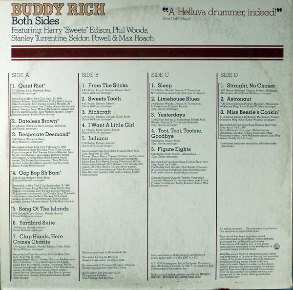 Buddy Rich - Both Sides (2xVinyl, LP, Compilation, Remastered, Stereo, Mono) Very Good (VG) / Very Good (VG)
