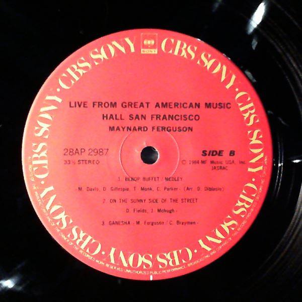 Maynard Ferguson - Live From San Francisco - From The Great American Music Hall (Vinyl, LP, Album) Near Mint (NM or M-) / Very Good Plus (VG+)