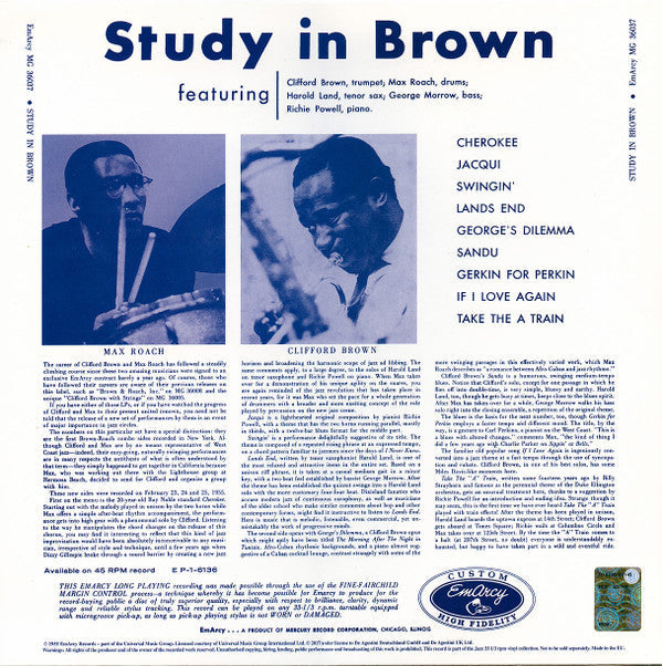 Clifford Brown And Max Roach - Study In Brown (Vinyl, LP, Album, Re...