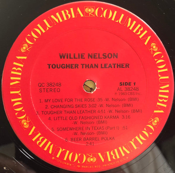 Willie Nelson - Tougher Than Leather (Vinyl, LP, Album) Very Good Plus (VG+) / Very Good Plus (VG+)