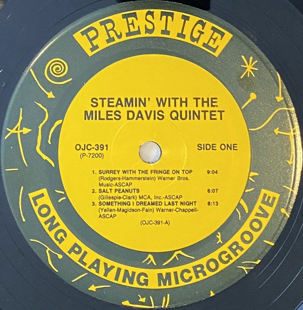 The Miles Davis Quintet - Steamin' With The Miles Davis Quintet (Vinyl, LP, Album, Reissue, Remastered) Very Good Plus (VG+) / Very Good Plus (VG+)
