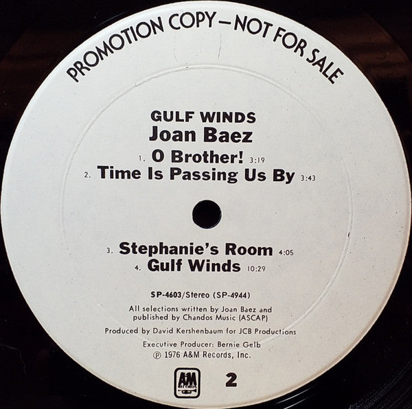 Joan Baez - Gulf Winds (Vinyl, LP, Album, Promo) Very Good (VG) / Good (G)