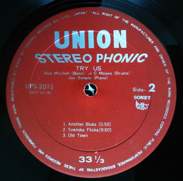 Red Mitchell - Try Us (Vinyl, LP, Album, Reissue, Stereo) Very Good (VG) / Good Plus (G+)