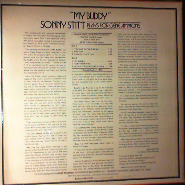 Sonny Stitt - My Buddy: Sonny Stitt Plays For Gene Ammons (Vinyl, LP, Album, Stereo) Very Good Plus (VG+) / Very Good (VG)