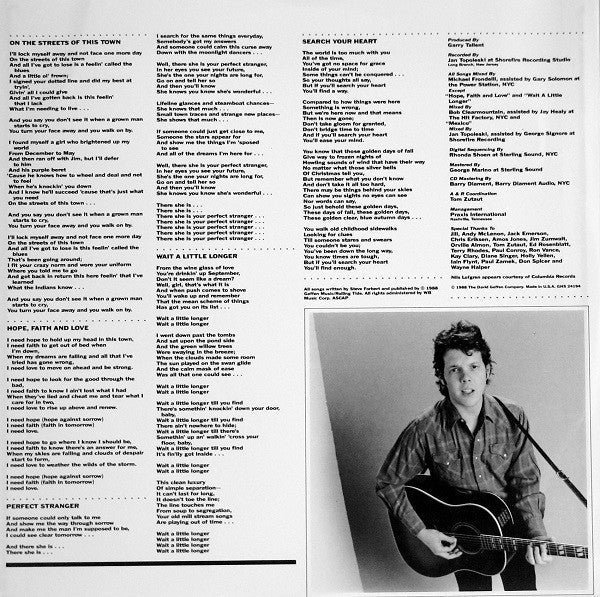 Steve Forbert - Streets Of This Town (Vinyl, LP, Album) Very Good (VG) / Very Good Plus (VG+)