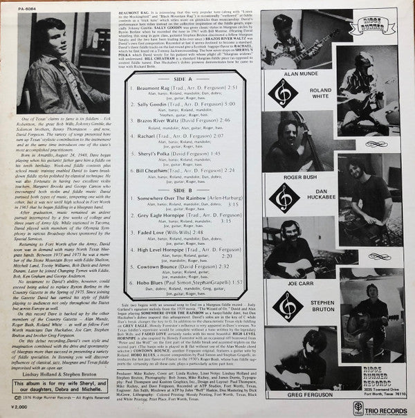 Dave Ferguson And His Friends - Somewhere Over The Rainbow And Other Fiddle Tunes (Vinyl, LP, Album) Very Good Plus (VG+) / Very Good Plus (VG+)