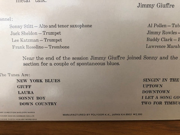 Sonny Stitt - Plays Jimmy Giuffre Arrangements (Vinyl, LP, Album, Reissue, Stereo) Very Good Plus (VG+) / Very Good Plus (VG+)