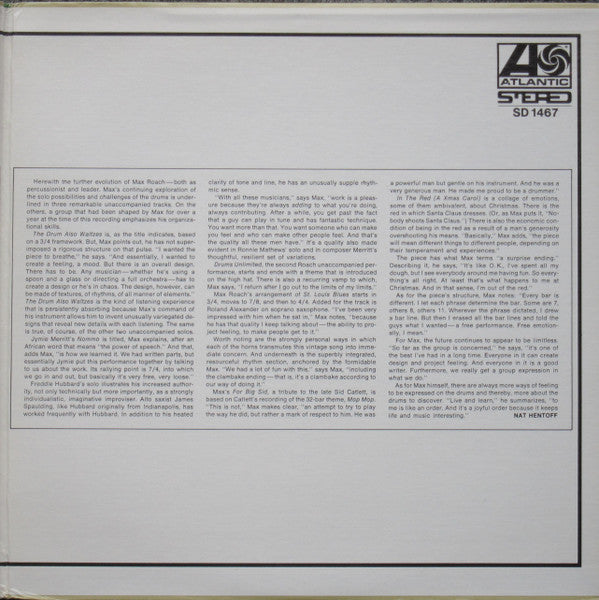 Max Roach - Drums Unlimited (Vinyl, LP, Album, Reissue) Very Good (VG) / Very Good Plus (VG+)
