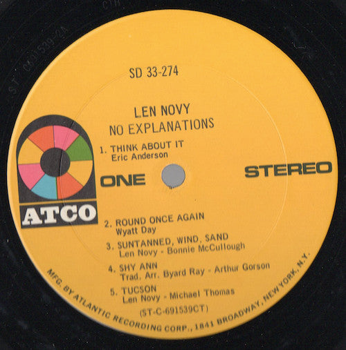 Len Novy - No Explanations (Vinyl, LP, Album) Good Plus (G+) / Good (G)