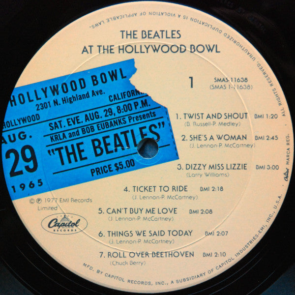 The Beatles - The Beatles At The Hollywood Bowl (Vinyl, LP, Album, Stereo) Very Good (VG) / Very Good Plus (VG+)
