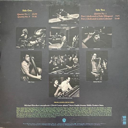 Chick Corea - Three Quartets (Vinyl, LP, Album, Stereo) Very Good (VG) / Very Good Plus (VG+)