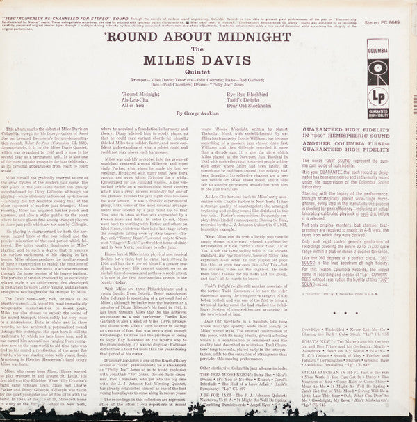 Miles Davis - 'Round About Midnight (Vinyl, LP, Album, Stereo, Reissue) Very Good Plus (VG+) / Very Good Plus (VG+)