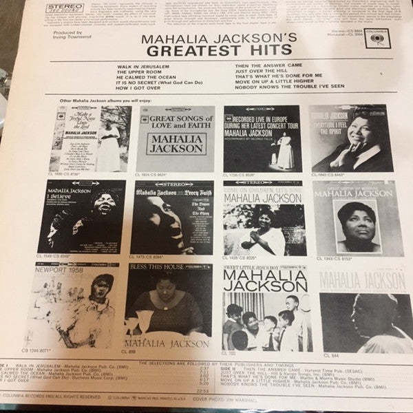 Mahalia Jackson - Mahalia Jackson's Greatest Hits (Vinyl, LP, Compilation, Reissue, Stereo) Very Good Plus (VG+) / Very Good Plus (VG+)