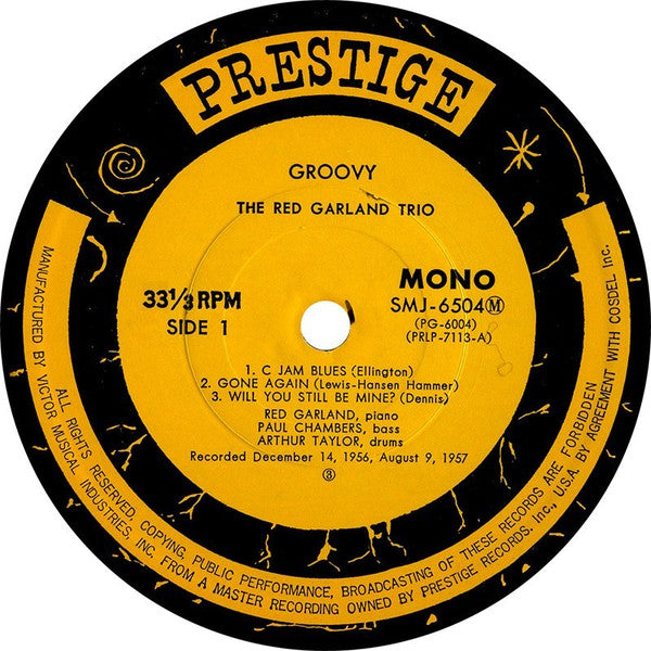 The Red Garland Trio - Groovy (Vinyl, LP, Album, Reissue, Mono) Very Good Plus (VG+) / Very Good Plus (VG+)