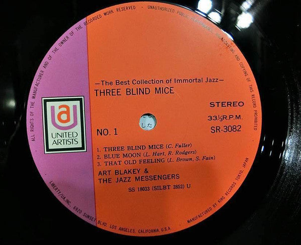 Art Blakey & The Jazz Messengers - 3 Blind Mice (Vinyl, LP, Album, Stereo, Reissue) Very Good (VG) / Poor (P)
