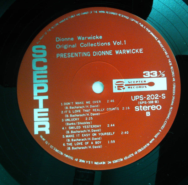 Dionne Warwick - Presenting Dionne Warwick (Vinyl, LP, Album, Reissue, Stereo) Very Good Plus (VG+) / Very Good (VG)