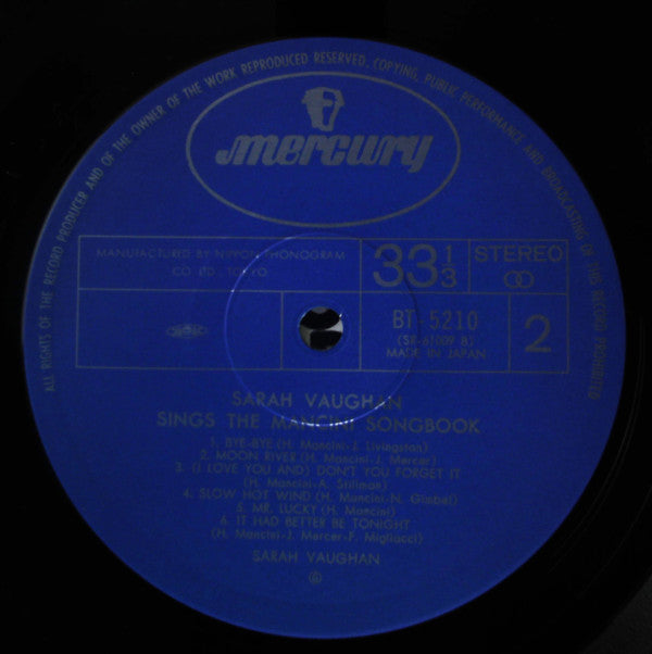 Sarah Vaughan - Sings The Mancini Songbook (Vinyl, LP, Album) Very Good Plus (VG+) / Very Good Plus (VG+)
