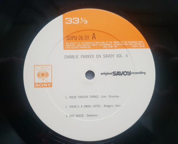 Charlie Parker - Charlie Parker On Savoy Vol. 6 (Vinyl, LP, Compilation, Reissue, Mono) Very Good Plus (VG+) / Very Good Plus (VG+)