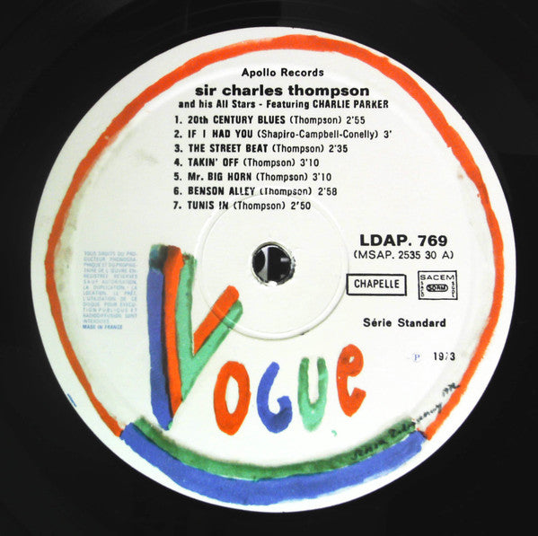 Sir Charles And His All Stars - The Fabulous Apollo Sessions (Vinyl, LP, Compilation) Very Good Plus (VG+) / Very Good (VG)